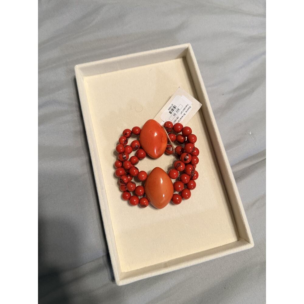 Orange/Red Tagua nut chunky stretch bracelet